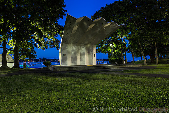 Salem Willows band shell at dusk